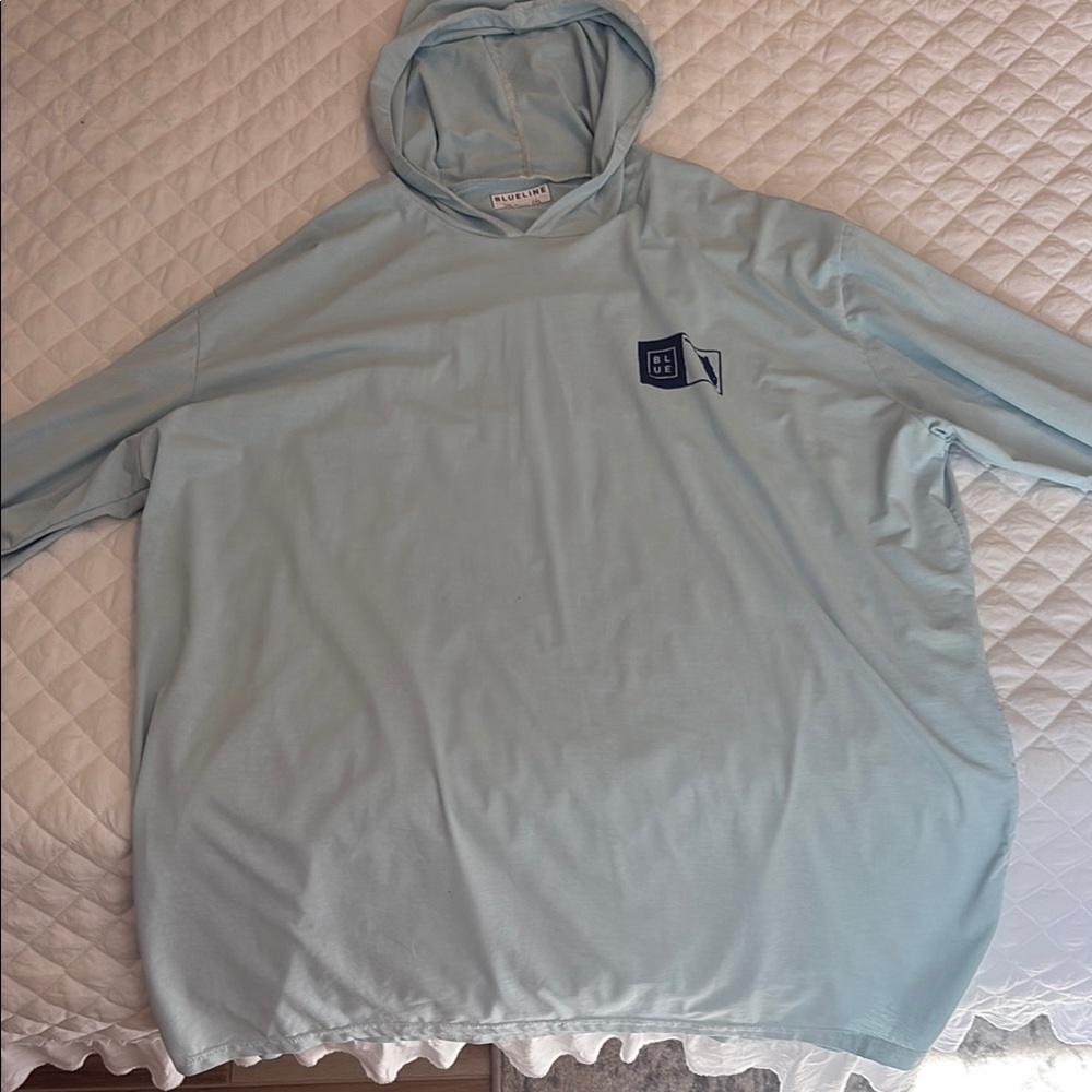 Blue Pullover Hoodie Sweatshirt with Relaxed Fit